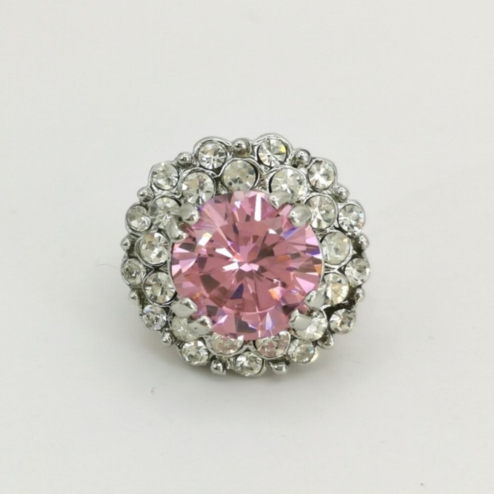 Spectacular large Pink CZ cocktail ring size 7